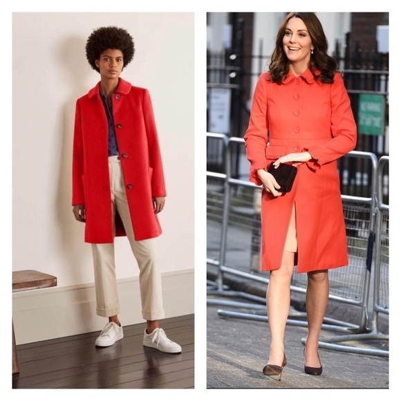 Boden Red Wool Clifford Coat Mid Length Pea Coat Royal Style Size 22R NWT - Picture 5 of 16